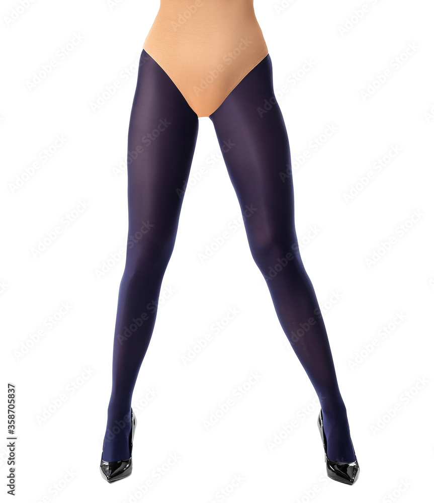 Beautiful young woman in tights on white background Beautiful young woman in tights on white background