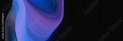 abstract surreal header design with black, slate blue and midnight blue colors. fluid curved flowing waves and curves for poster or canvas