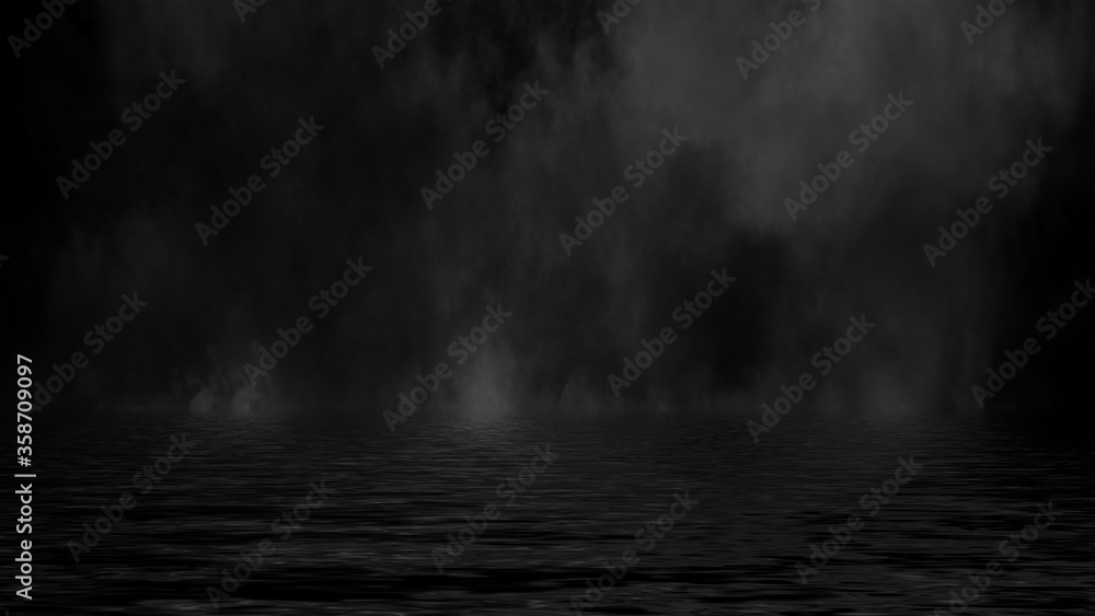 Mystic Fog On Coastal Paranormal Smoke On Black Background Stock