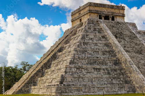 It s Mayan Pyramid in Chichen Itza  a large pre-Columbian city built by the Maya civilization. Mexico