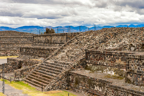 Part of Teotihuacan, site of many Mesoamerican pyramids built in the pre-Columbian Americas. UNESCO World Heritage