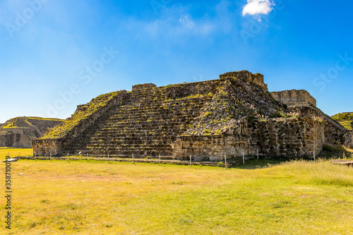 Building of the Monte Alban, a large pre-Columbian archaeological site, Santa Cruz Xoxocotlan Municipality, Oaxaca State.  UNESCO World Heritage photo