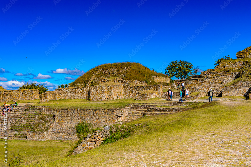 North Platform, Monte Alban, a large pre-Columbian archaeological site, Santa Cruz Xoxocotlan Municipality, Oaxaca State.  UNESCO World Heritage