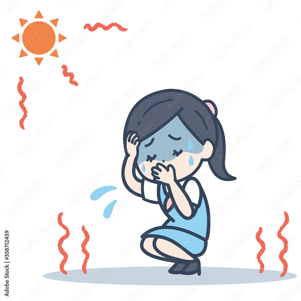 熱中症による吐き気で座り込む女性のイラスト Stock Vector Adobe Stock 熱中症による吐き気で座り込む女性のイラスト Stock Vector Adobe Stock