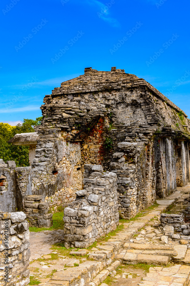 Palenque, was a pre-Columbian Maya civilization of Mesoamerica. Known as Lakamha (Big Water). UNESCO World Heritage