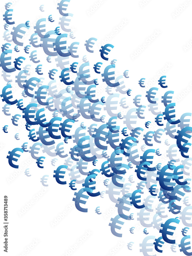 Euro blue signs flying money vector illustration.  - obrazy, fototapety, plakaty 