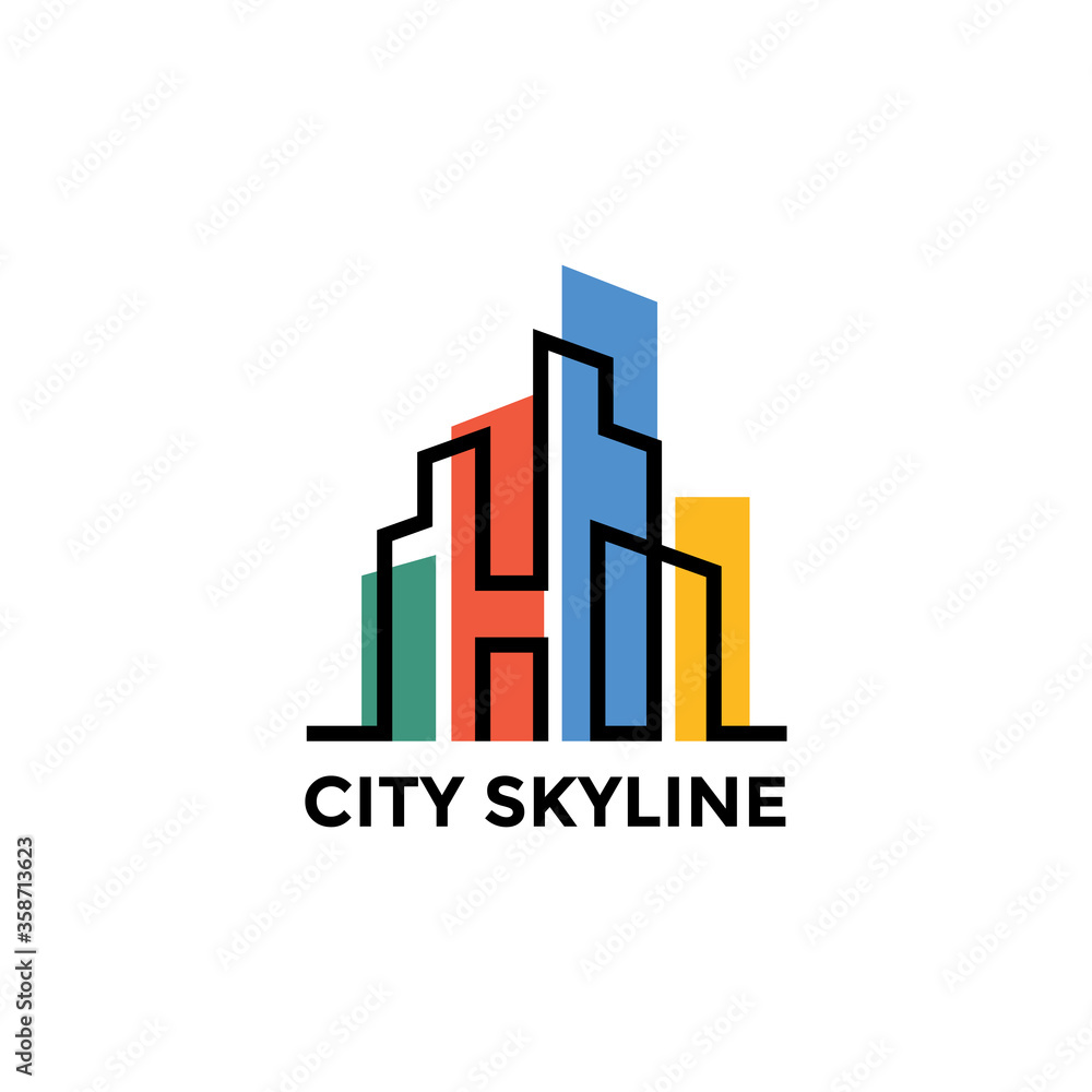 Letter H City Skyline Vector Logo Design