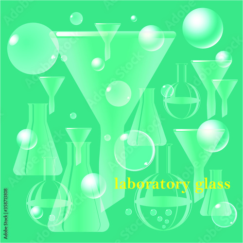 glass chemical glassware, transparent, set