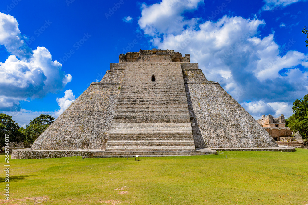 Pyramid of the Magician,  a Mesoamerican step pyramid, Uxmal, an ancient Maya city of the classical period. UNESCO World Heritage site