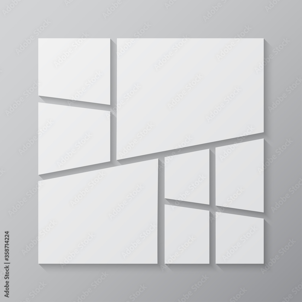 Vector empty collage board eight images, photo Vector empty collage board eight images, photo