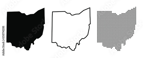 Ohio US state blank map vector solid black color and outline isolated on white background photo