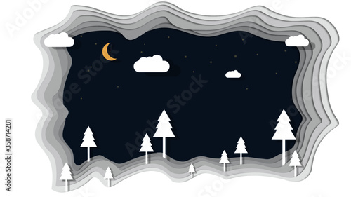vector illustration night and moon