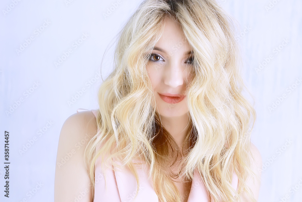 blonde portrait make-up white background / professional bright model make-up blond on white background, portrait of beautiful model blonde portrait make-up white background / professional bright model make-up blond on white background, portrait of beautiful model