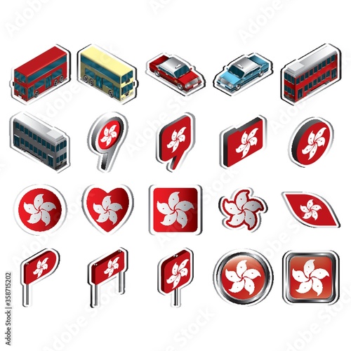 collection of hong kong flag icons