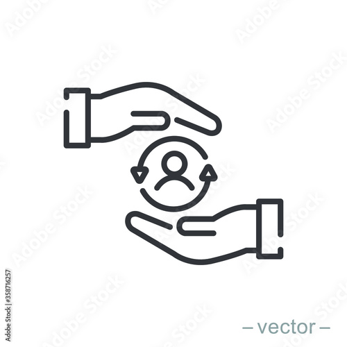 Care customer icon, total inclusive service, line symbol on white background - editable stroke vector illustration eps10
