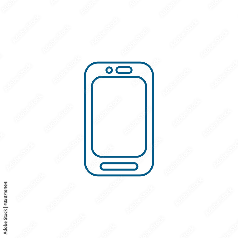 Smartphone Line Blue Icon On White Background. Blue Flat Style Vector Illustration. Smartphone Line Blue Icon On White Background. Blue Flat Style Vector Illustration.