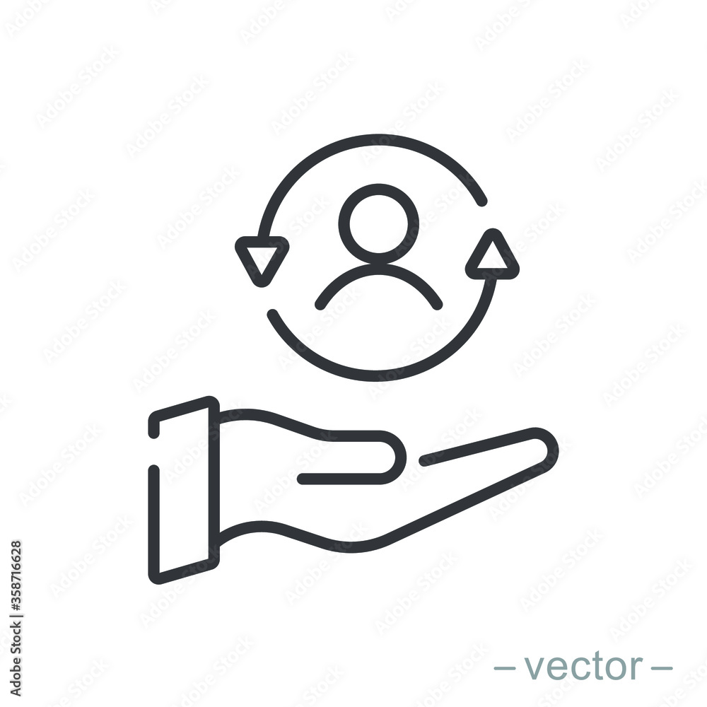Care customer icon, total inclusive service, line symbol on white background - editable stroke vector illustration eps10