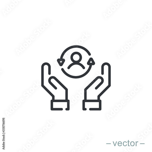 Care customer icon, total inclusive service, line symbol on white background - editable stroke vector illustration eps10