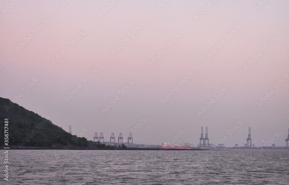 View of mumbai harbor,just beside ocean.