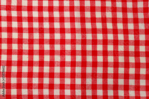 Close View of Red and white Tablecloth