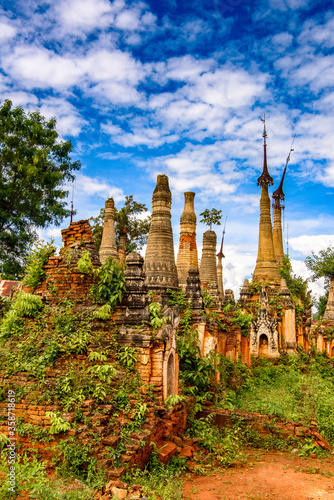 It's Shwe Indein Pagoda, a group of Buddhist pagodas in the village of Indein, near Ywama and Inlay Lake in Shan State, Burma