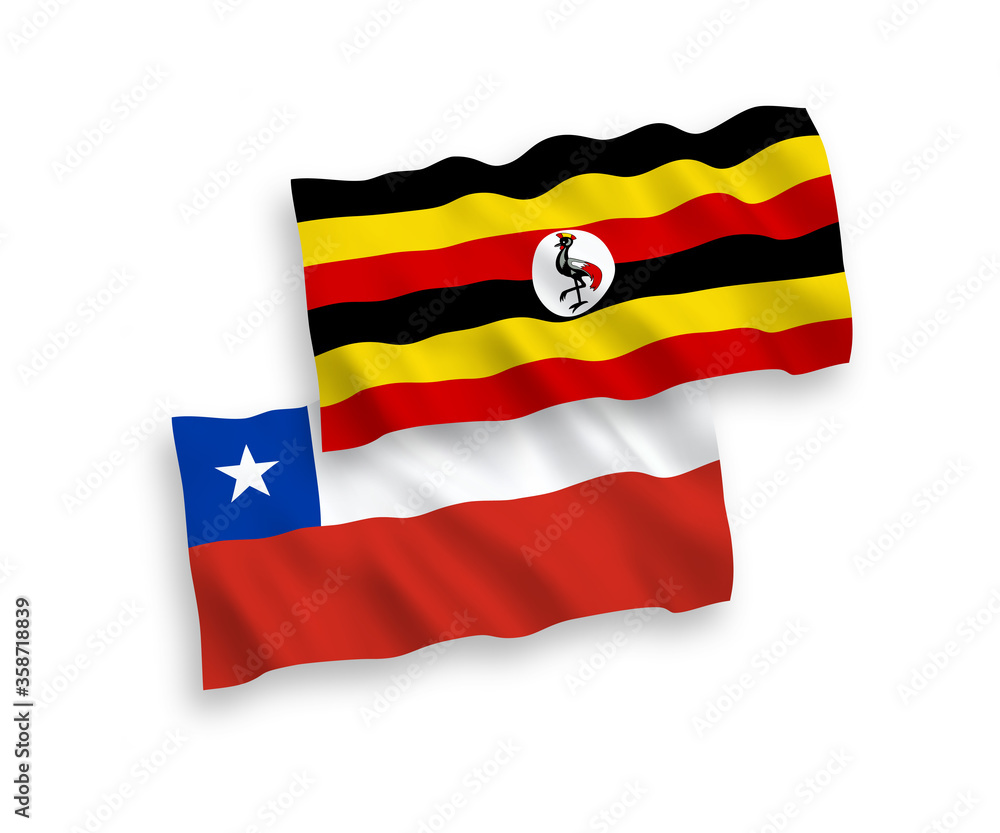 Flags of Chile and Uganda on a white background