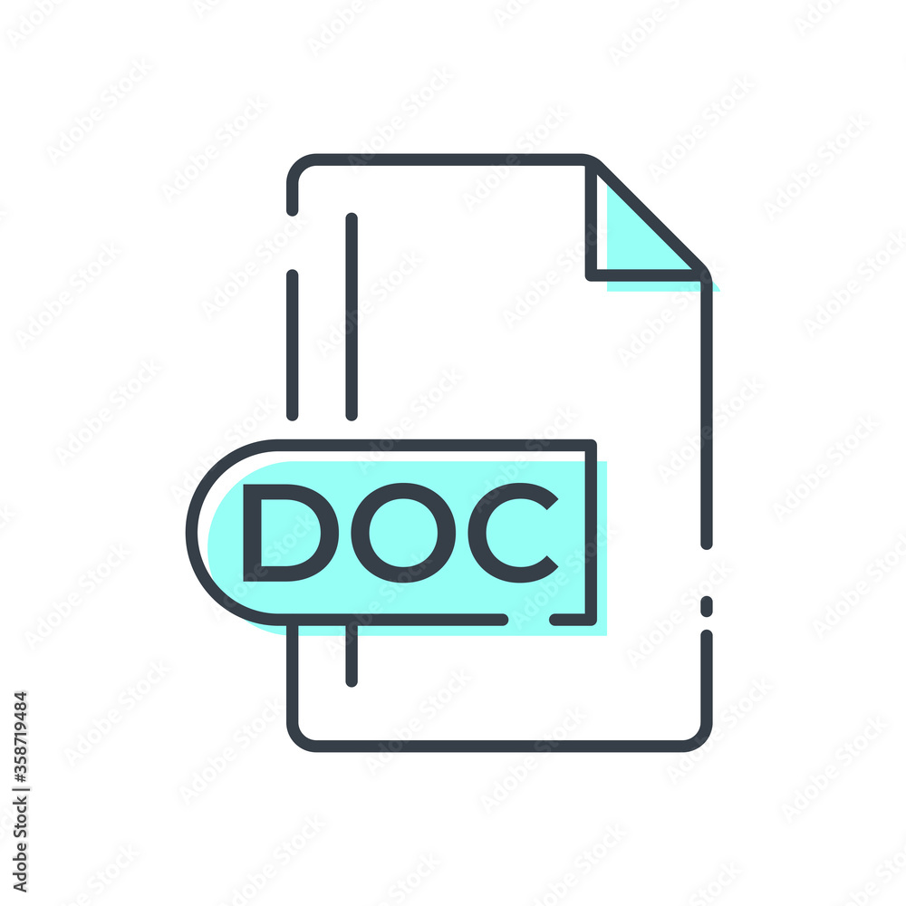 DOC File Format Icon. DOC extension line icon. DOC File Format Icon. DOC extension line icon.