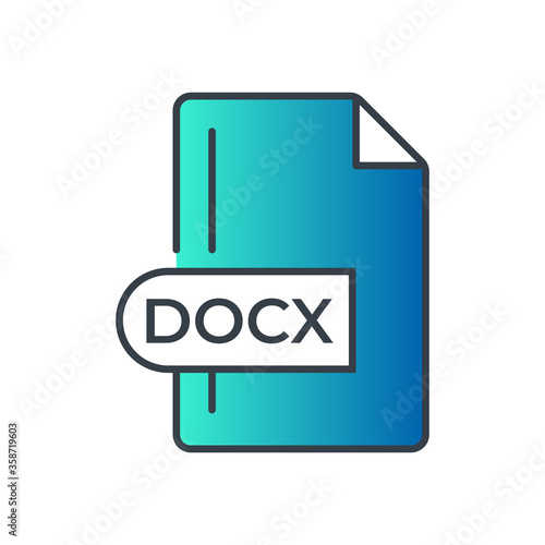 DOCX File Format Icon. DOCX extension gradiant icon.