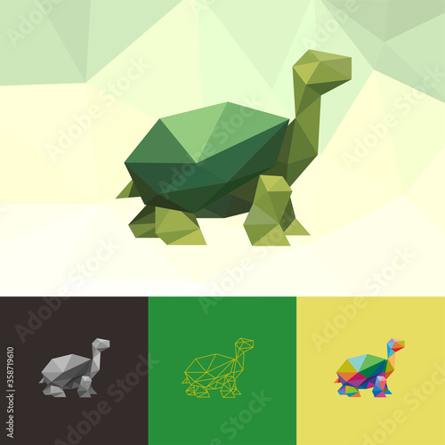 TURTLE ANIMAL PET POP ART LOW POLY LINE LOGO ICON SYMBOL. TRIANGLE GEOMETRIC POLYGON
