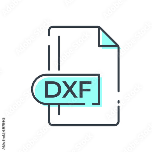 DXF File Format Icon. DXF extension line icon.