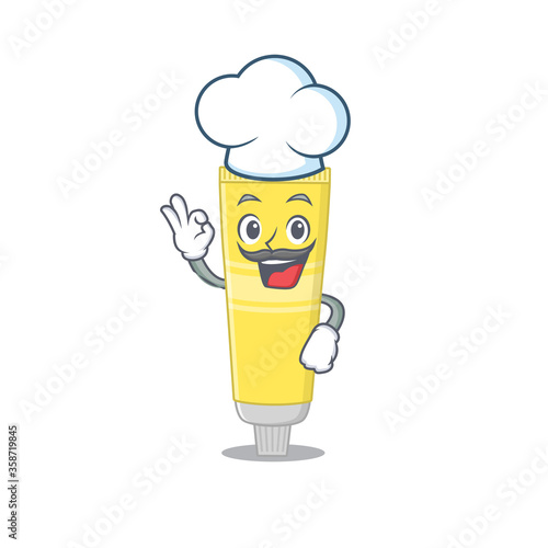 Hair dye chef cartoon drawing style wearing iconic chef hat