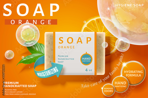Orange bar soap ad template
