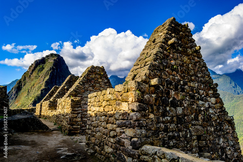 It's Close view of the architecture of Machu Picchu, Peru