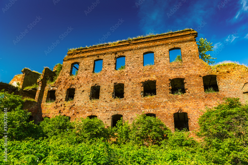 It's Red bricks ruins of the fortress called Oreshek, old fortress in Russia