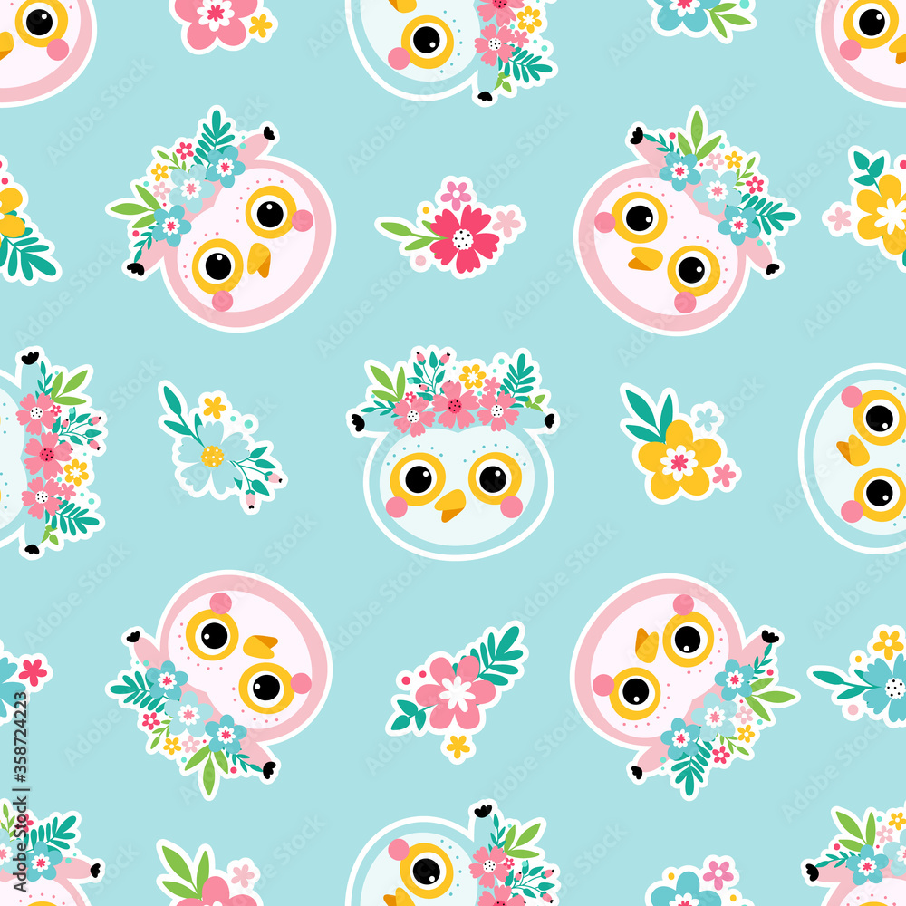 Kids seamless pattern with owl Kids seamless pattern with owl