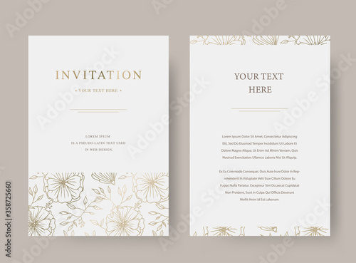 Vintage floral luxury vector invitation card template