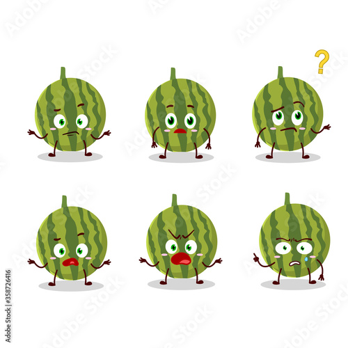 Cartoon character of watermelon with what expression