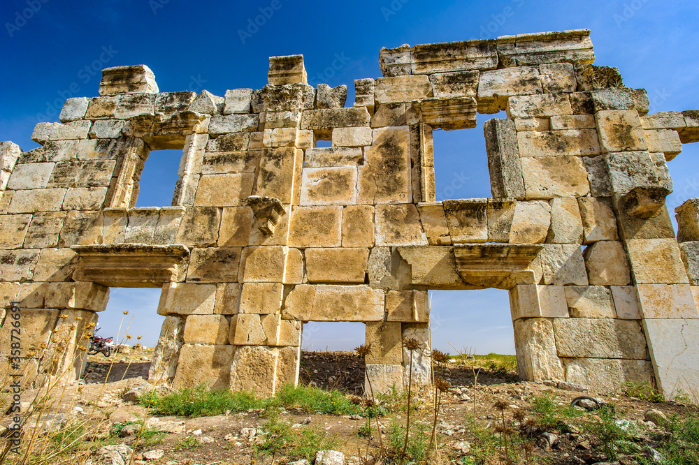It's Ruins of Apamea, a treasure city of Syria. It's Ruins of Apamea, a treasure city of Syria.