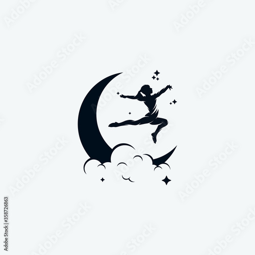 Gymnastic moon logo design template