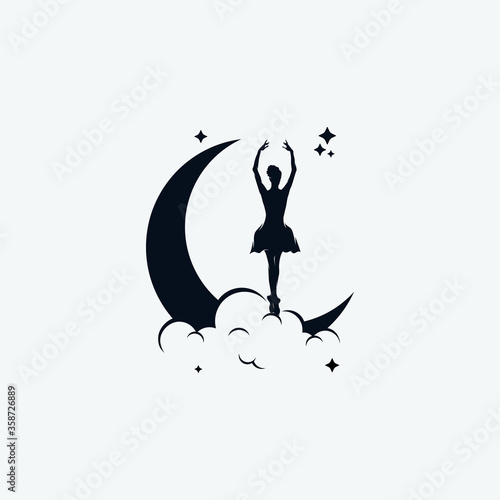 Dancing moon logo design template