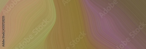 abstract surreal designed horizontal banner with pastel brown, dark khaki and antique fuchsia colors. fluid curved flowing waves and curves for poster or canvas