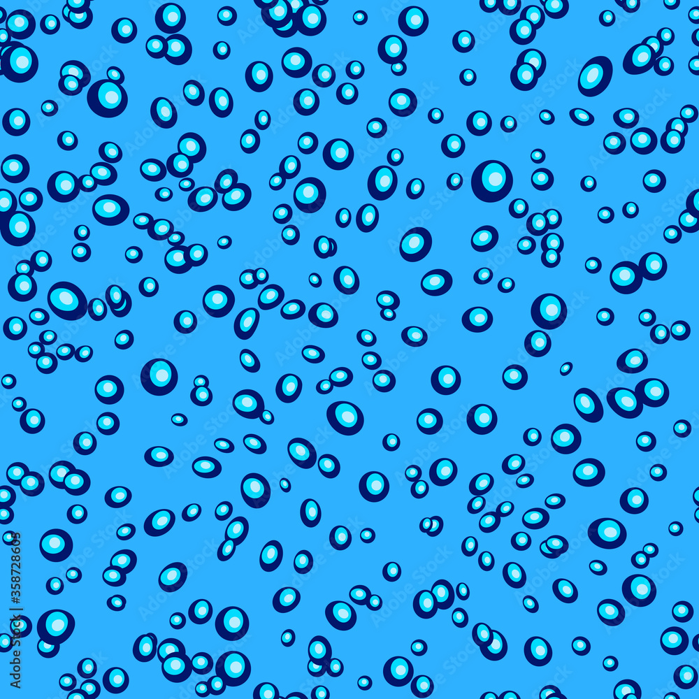 Dot blue seamless pattern. Water bubbles on blue background. Vector illustration.