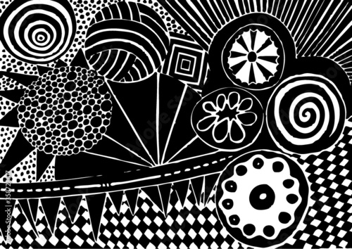 Vector illustration of black and white graphic pattern/background. photo