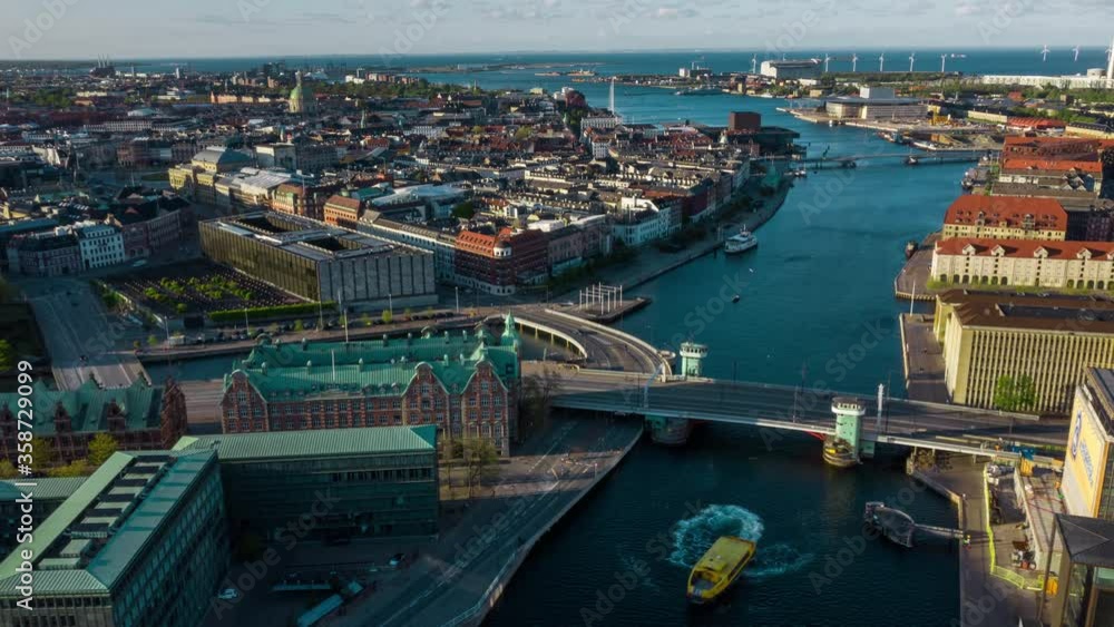 Timelapse shot orbiting around the city featuring the Knipplesboro bridge