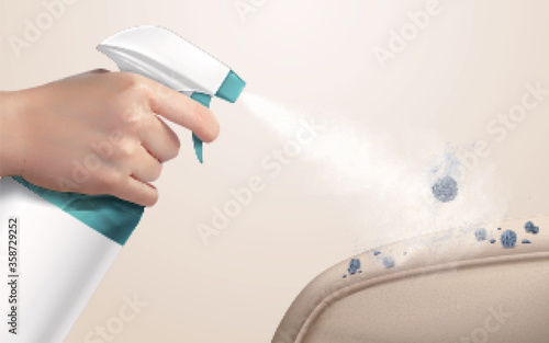 Using a disinfectant spray