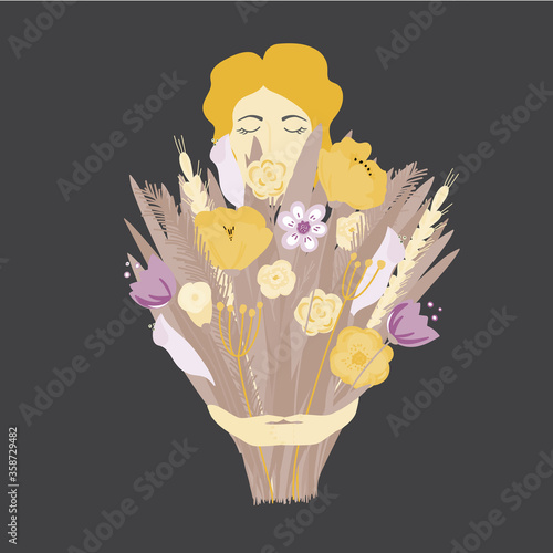 Floral bouquet greeting card design. photo