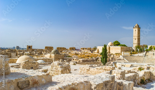 It's Ruins of Old Aleppo, Syria, one of the oldest continuously inhabited cities in the world; it has been inhabited since perhaps as early as the 6th millennium BC