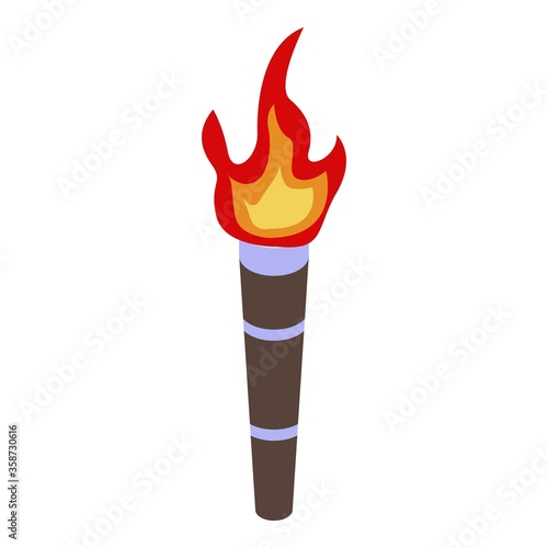 Pirate torch icon. Isometric of pirate torch vector icon for web design isolated on white background