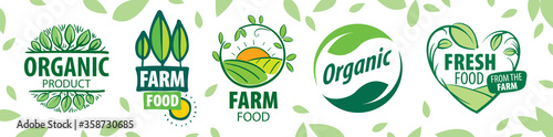 Set of vector icons for natural products