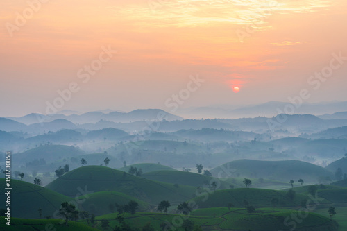 Long Coc tea hills at dawn in Phu Tho, Vietnam © Hanoi Photography